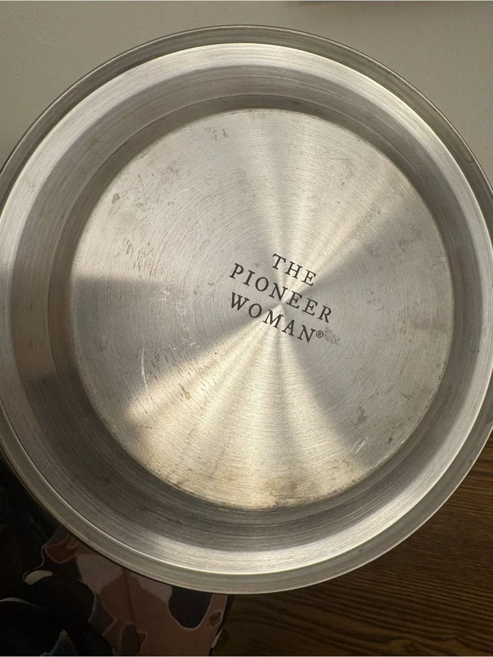 Pioneer Woman Stainless Steel Tea Kettle Acacia Wood Handle EUC